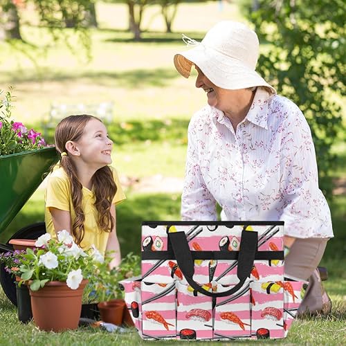 Miniatura 6 de Sashimi - Bolsa de herramientas de jardín con patrón para mujeres y hombres, bolsas de almacenamiento de herramientas de jardinería con 10