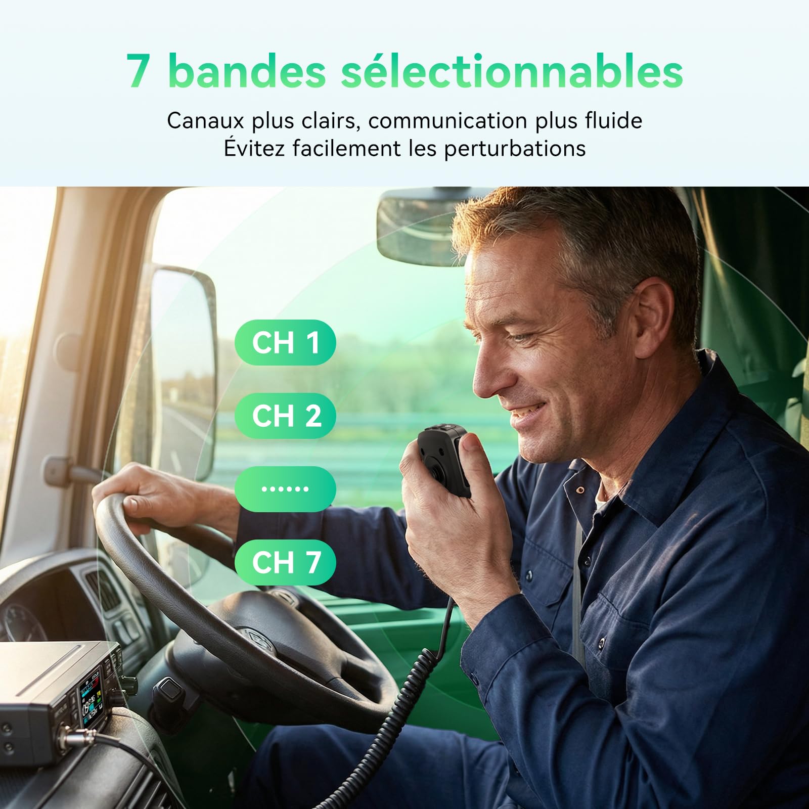 Retevis MB63B Radio Portable CB avec NRC, TFT écran Couleur CB Radio, 12/24V, AM/FM, CTCSS/DCS, Gain RF/MIC, EMG CH9/19, 40-Canaux, VOX, CB Portable Longue Portée pour Les Déplacements(1 Unité, Noir)
