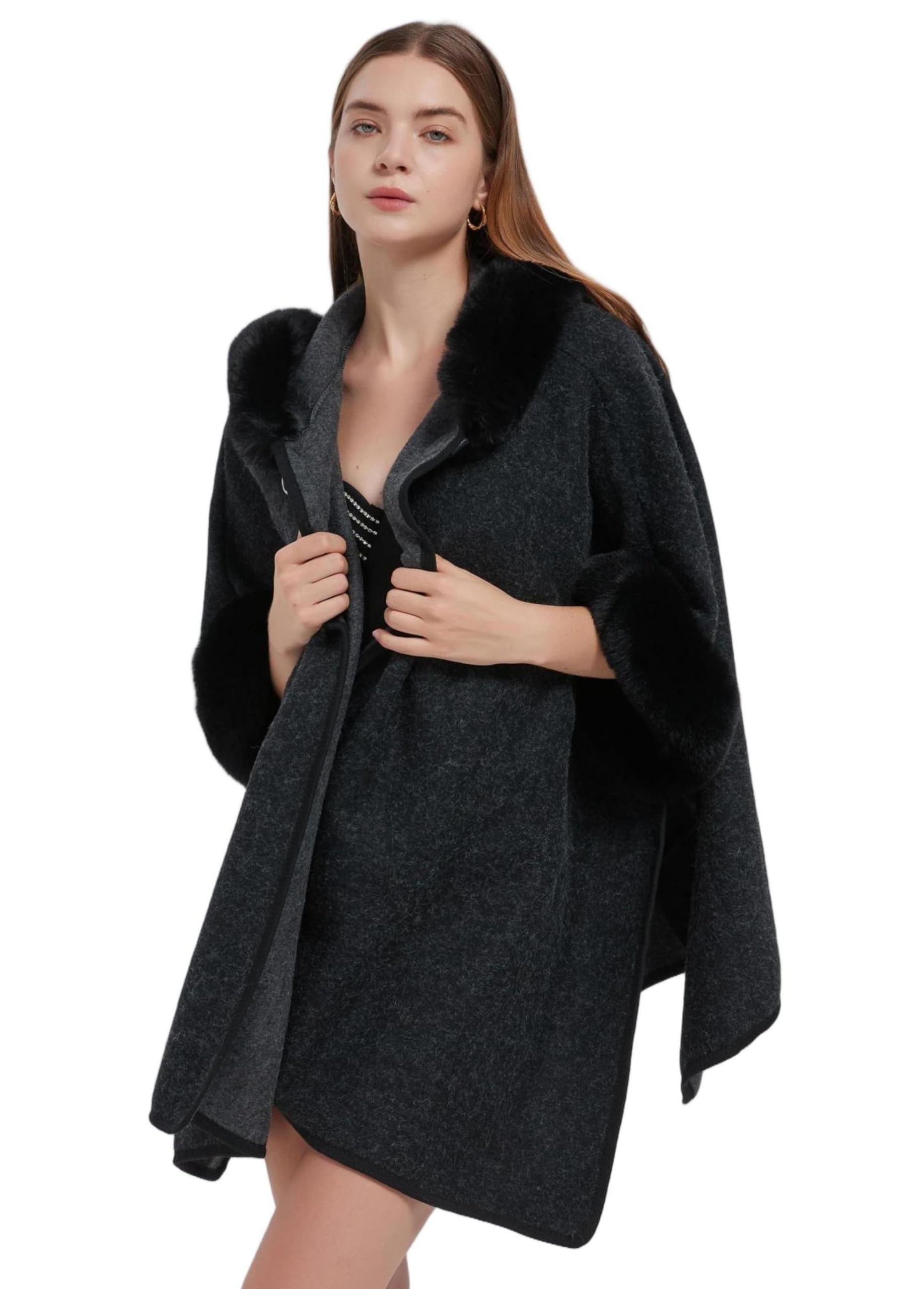 Women's Cardigan Shawl Cape Cloak Winter Warm Hoodie Cardigan Coat