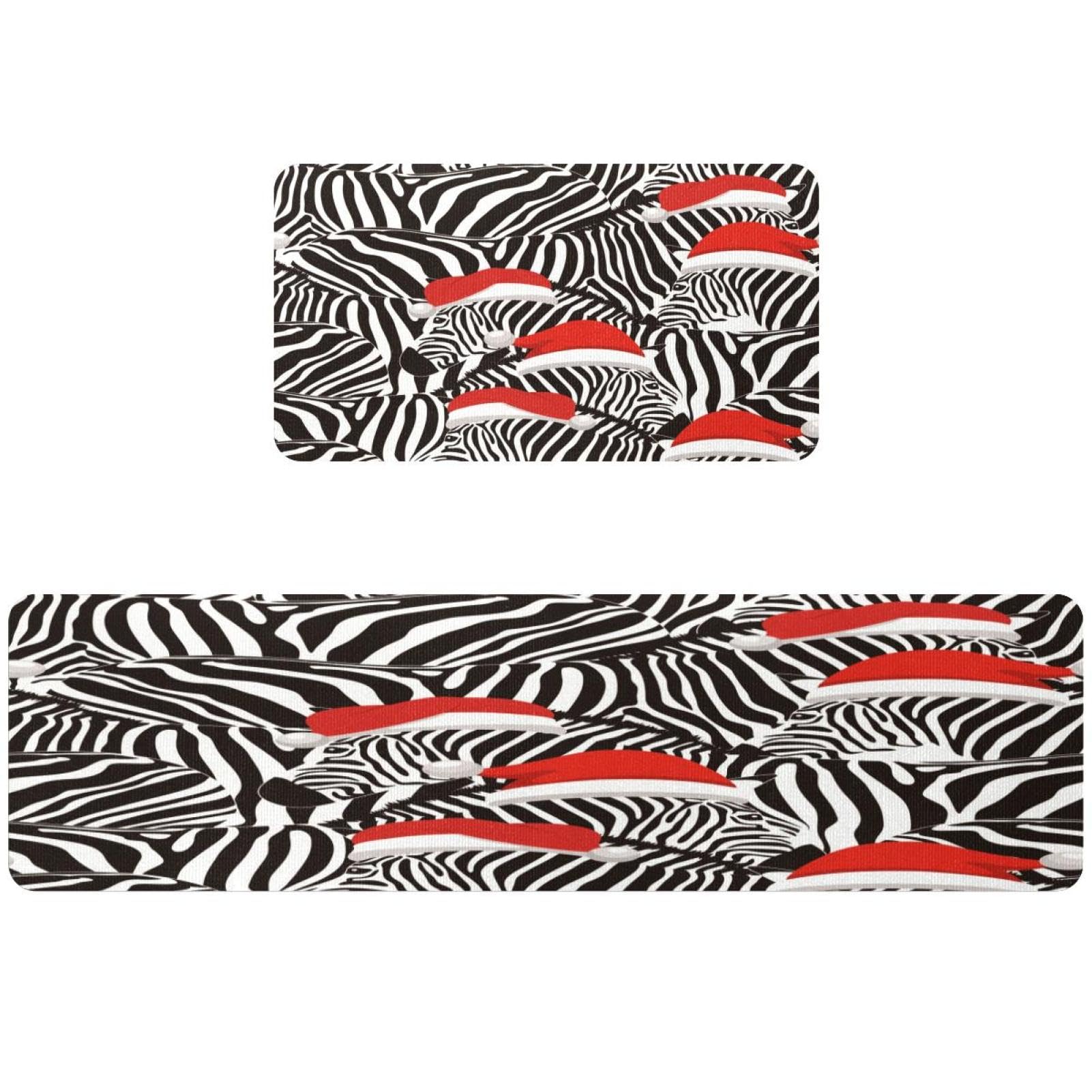 Tapis de cuisine zèbre pour couloir et buanderie style festif