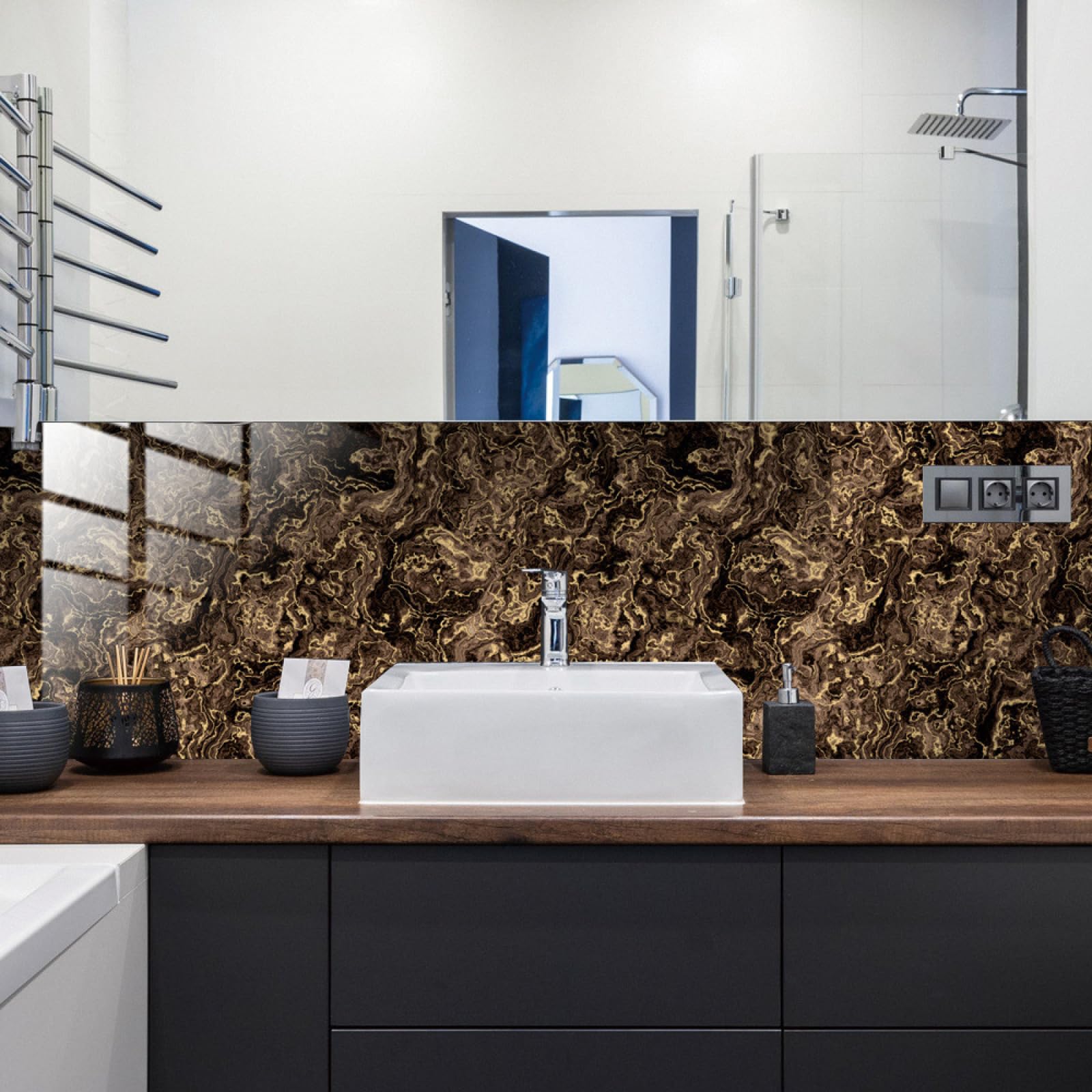 Piastrelle Adesive Cucina Marmo Marrone Scuro Pavimento pvc Adesivo Mobili Decorazioni Piastrelle Adesive Bagno Impermeabile Resistenza all'olio Mattonelle Adesive