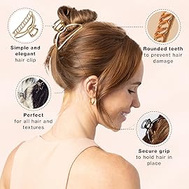 Kitsch Metal Hair Clips for Women - Durable & Elegant Metal Claw Clips, Perfect for Everyday Use & Special Occasions | Ideal Gifts for Women - Gold & Hematite - 2 Pcs