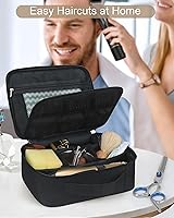 Vista 7 de Bolsa de herramientas de peluquería, bolsa grande para cortar pelo, negro