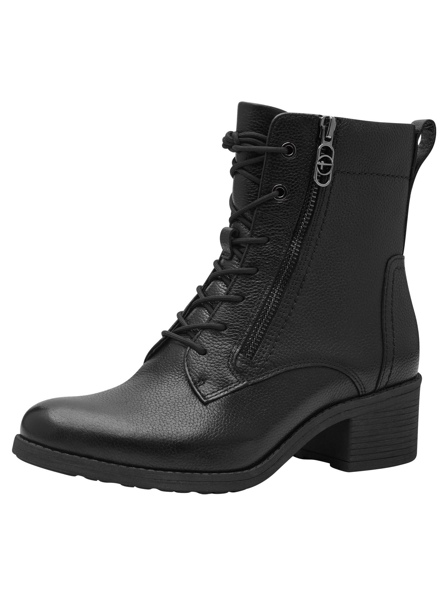 Tamaris Women's Comfortable Leather Heel Ankle Boots, Black, EU 39