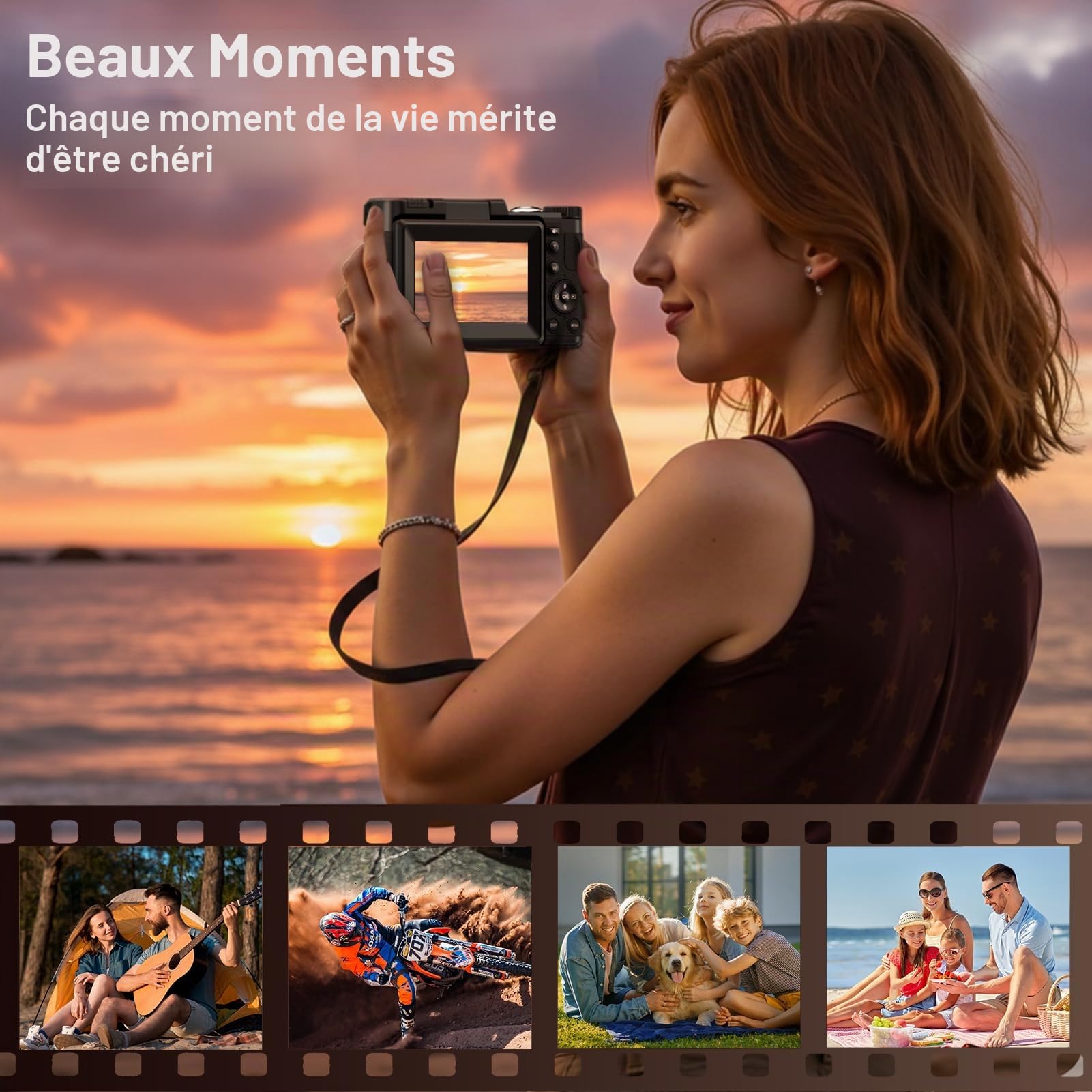 Appareil Photo numérique 5K avec WiFi pour la Photographie, caméra de vlogging 64MP avec écran Rabattable pour Youtube, Comprend Une Carte SD de 64 Go, Un trépied, Une lumière Selfie et 2 Piles