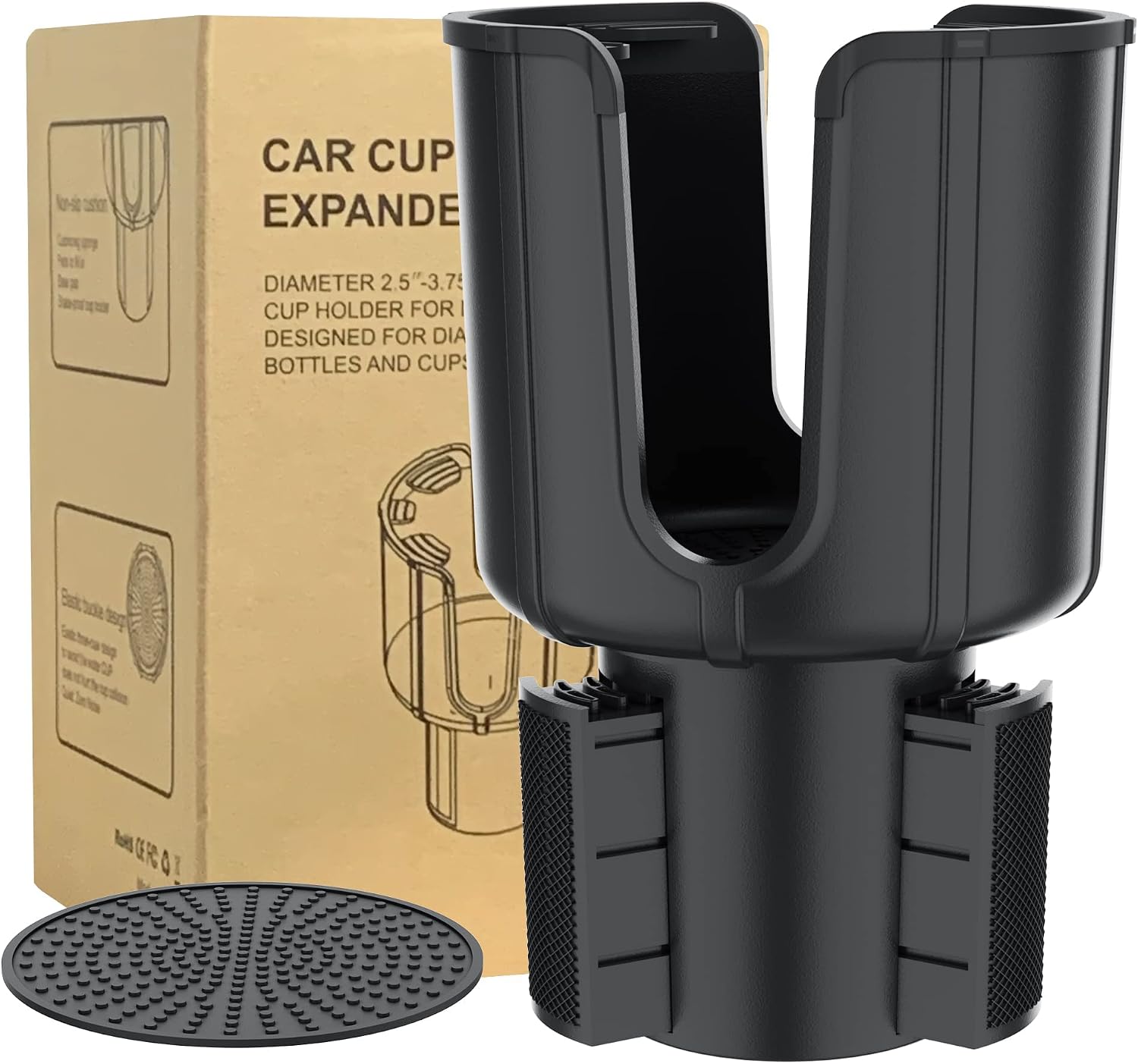 GloBosenPur Car-Cup-Holder-Expander for Car Organizer with Adjustable Base,Compatible with Yeti 20/26/30 oz Hydro Flasks Large 32/40oz, Fits Most Cup Holder, Diameter Bottles in 4.11"-4.44" (1pcs)