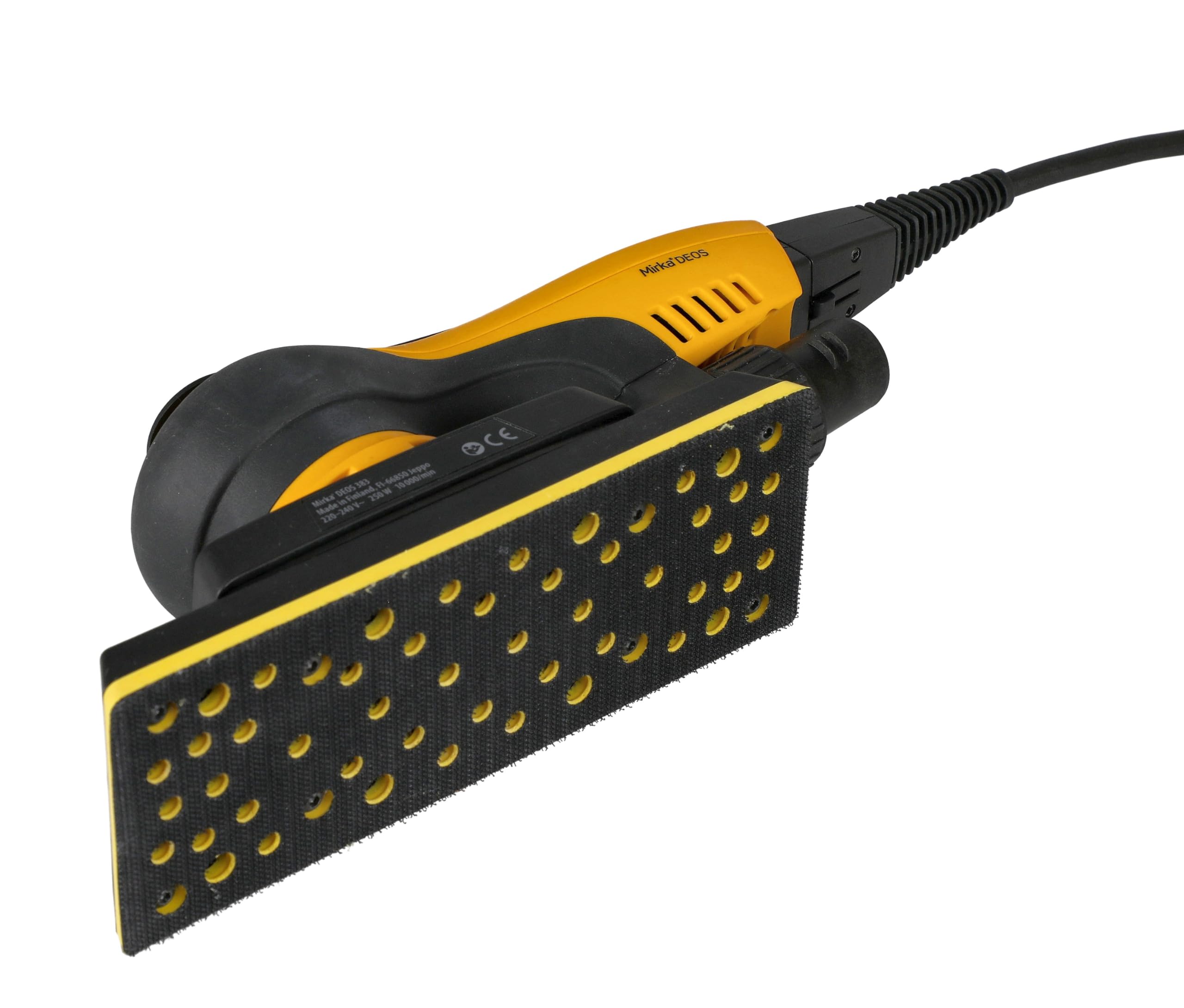 Mirka DEOS Direct - Herramienta de lijadora orbital eléctrica 383XCV / 2.75 x 8 pulgadas/órbita de 3 mm/lijado sin polvo / MID3830201US