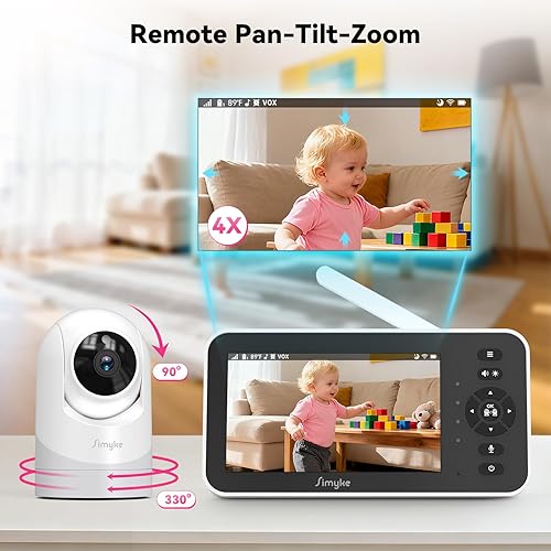 Miniatura 6 de Monitor de bebé, monitor de bebé de video de 5 pulgadas con cámara 720P, monitor de audio WiFi con PTZ remoto, visión nocturna, conversación de 2