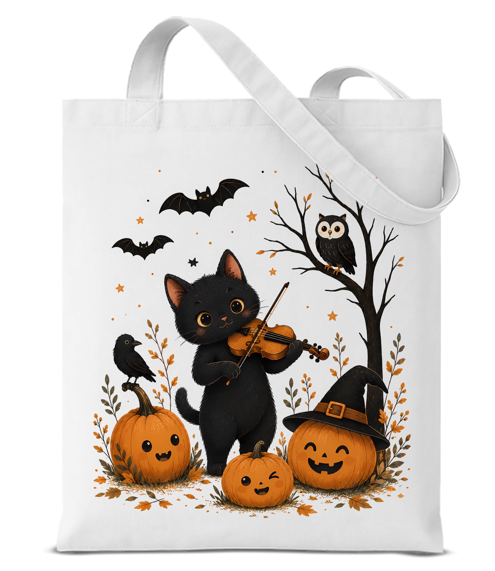 Cute Cat Canvas Tote Bag for Women， Aesthetic Reusable Shoulder Bag for Shopping Travel Work