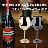 Vista 4 de Copa de vino de acero inoxidable de 18 onzas, juego de 2 unidades, color negro, 3.6 pulgadas de profundidad x 8.3 pulgadas de alto (851036)