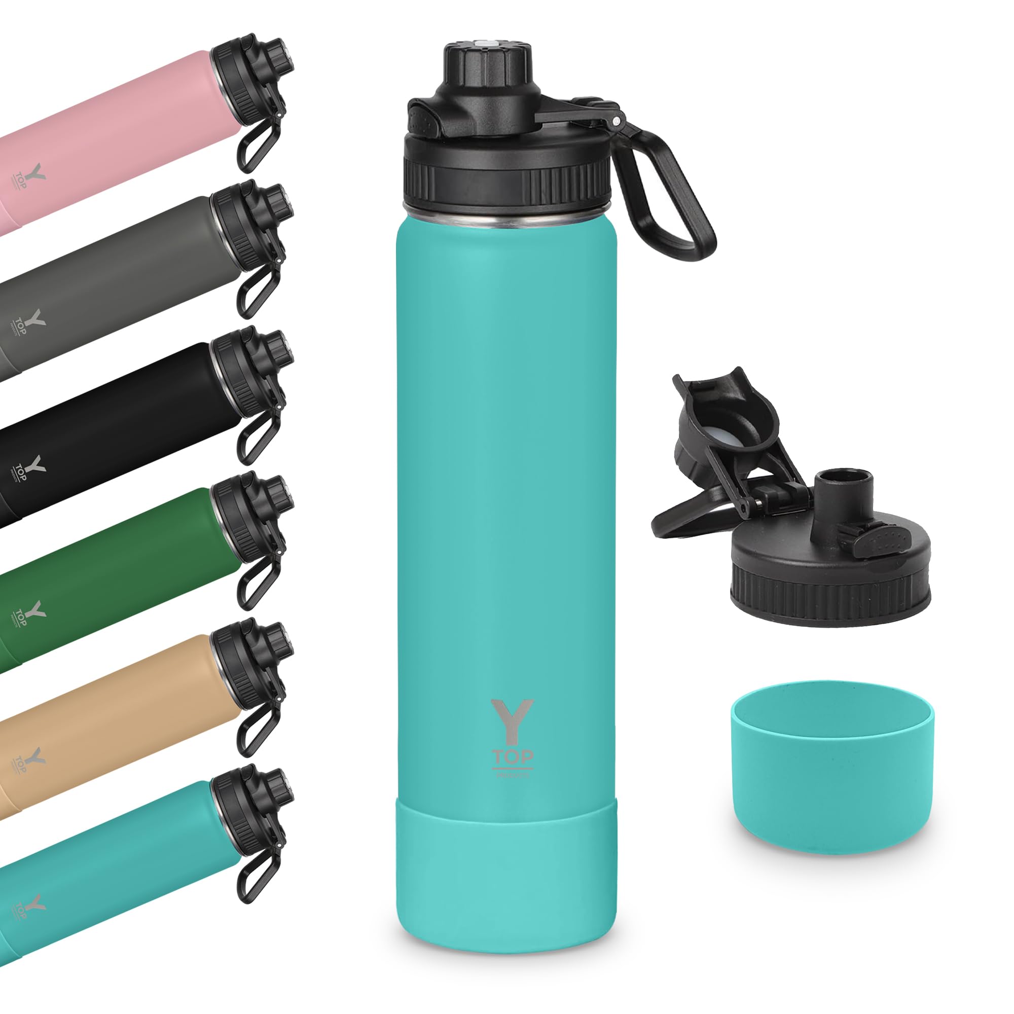 Y TOP 24oz Insulated Water Bottle Leak Proof Spout Lid Fits in Car Cup Holder Double Wall Dishwasher