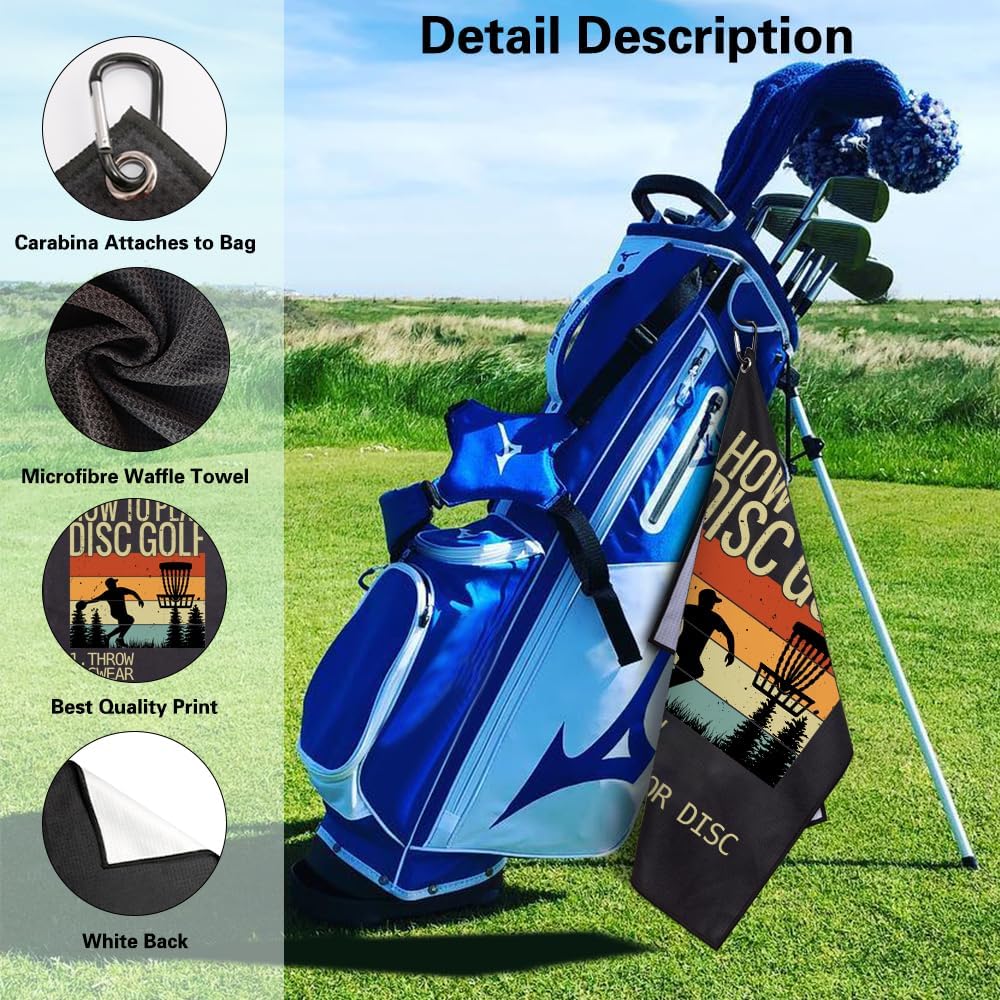 How to Play Disc Golf Microfiber Disc Towel with Clip, Great Disc Golf Gifts for Grandpa, Dad, Father's Day, Accessories for Men, Women - Image 3