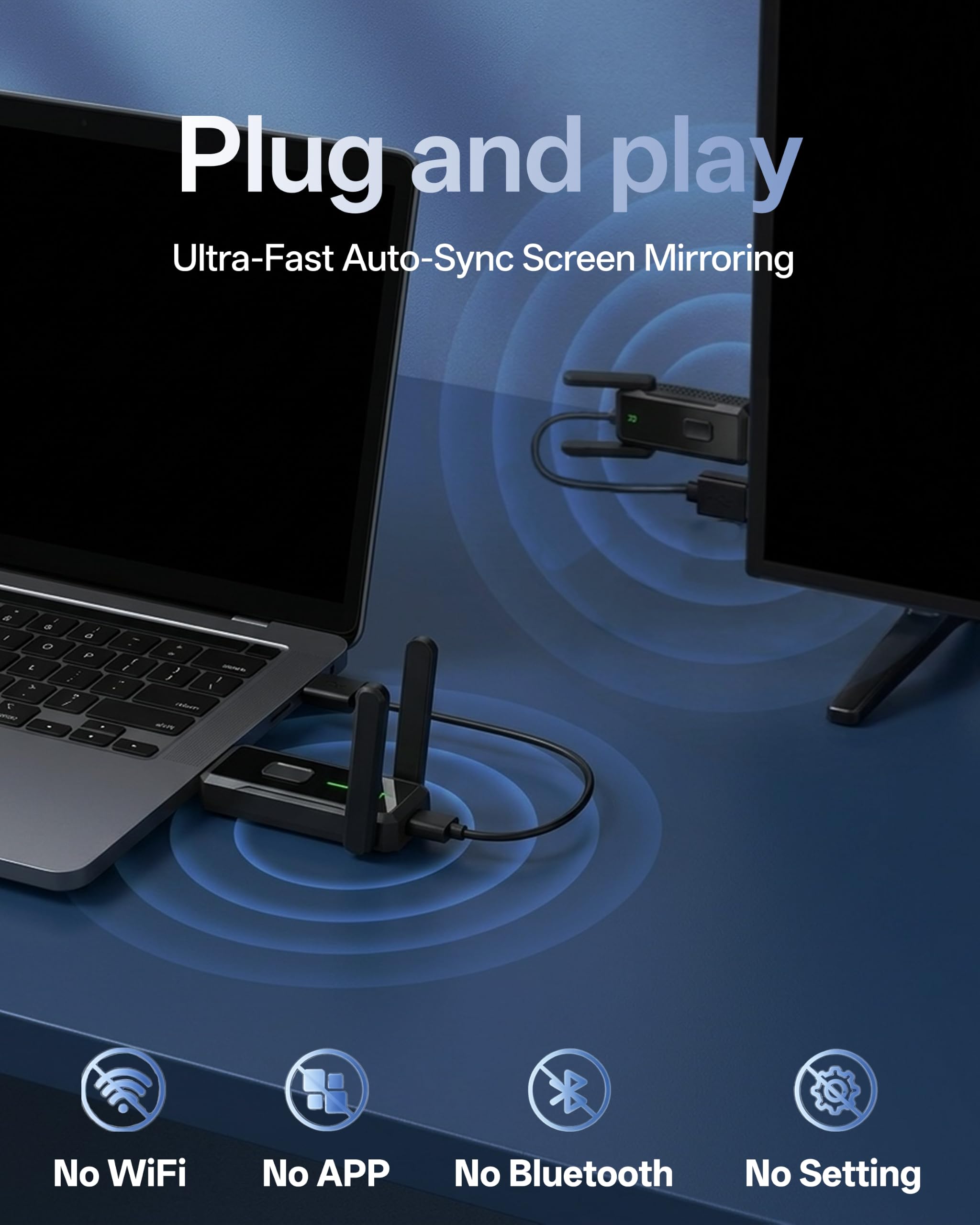 Bezprzewodowy nadajnik HDMI i 2 odbiorniki, 50 m, przedłużacz Plug and Play