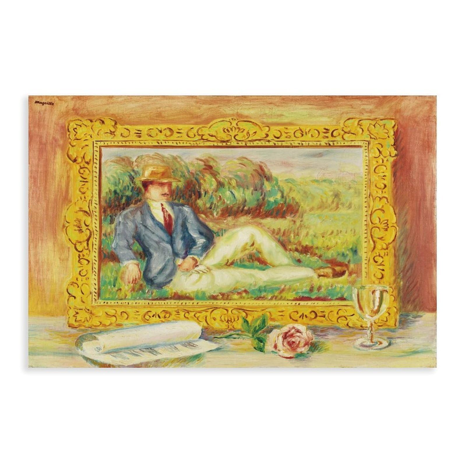 WCYB Les Adieux Olej 50,8 x 58,8 cm - 1943 przez nerki Magritte Surrealizm wydruki plakat na płótnie Deco obrazy ścienne do biura salonu bez ramy 61 cm szer. x 91 cm W