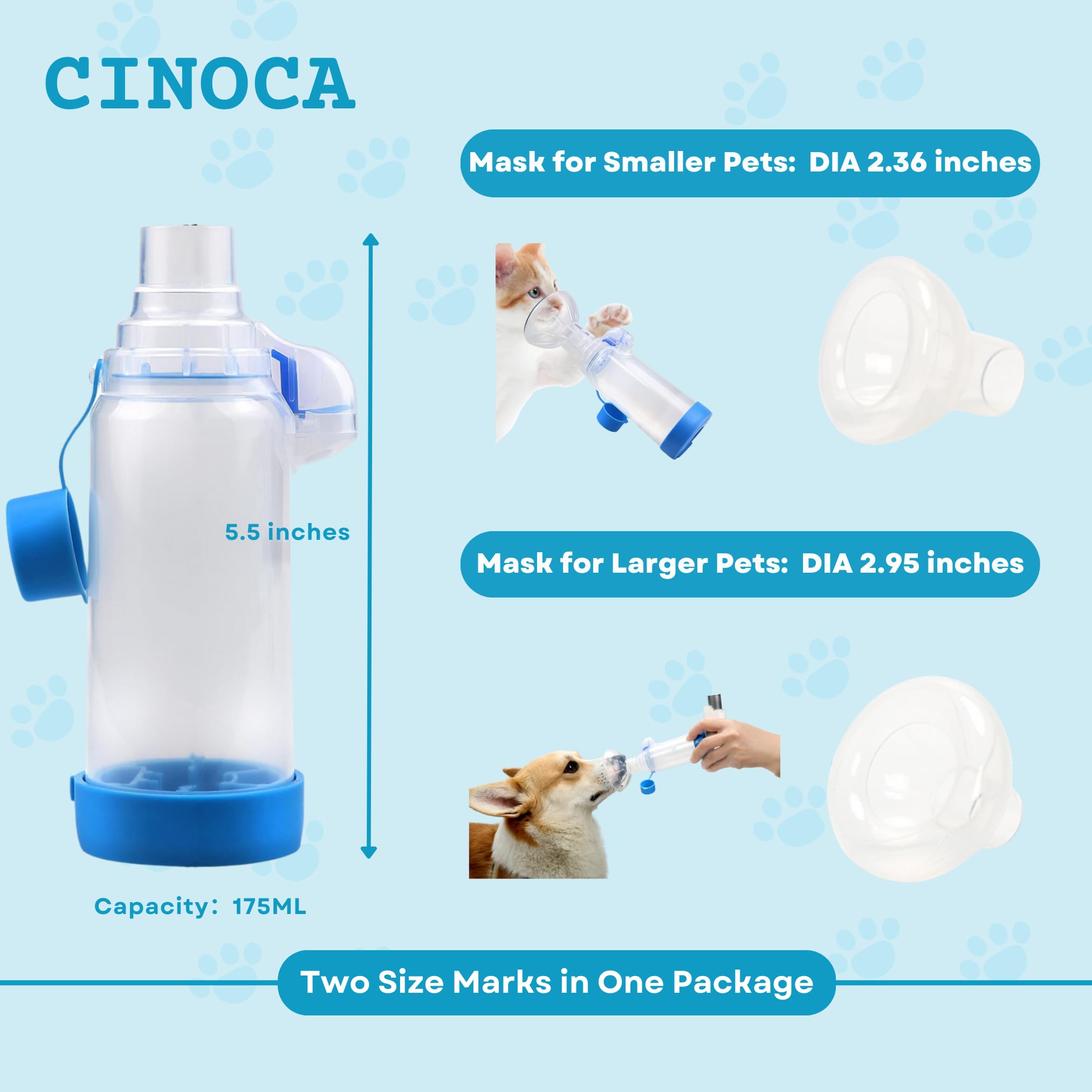 Dog And Cat Asthma Inhaler Spacer With Masks Pet Inhaler Spacer With 2 ...