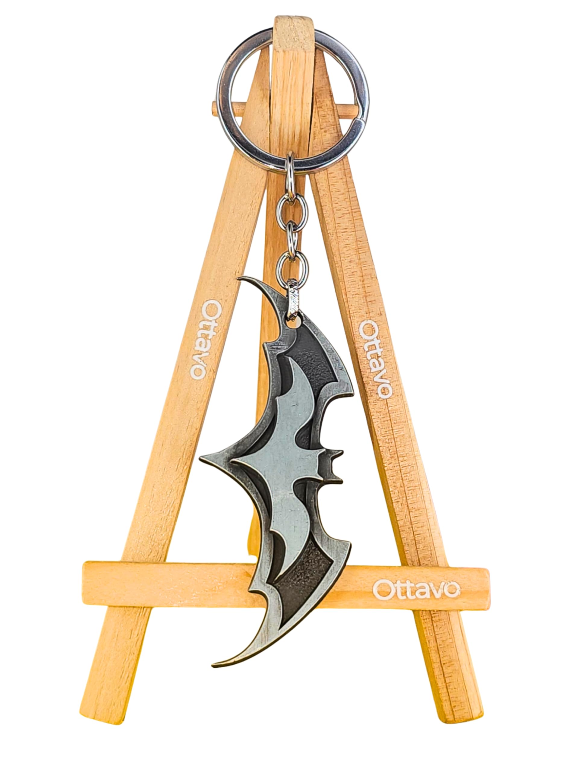 Batman Inspired Design Metal Keychain, Black and Silver, Decorative Key Ring