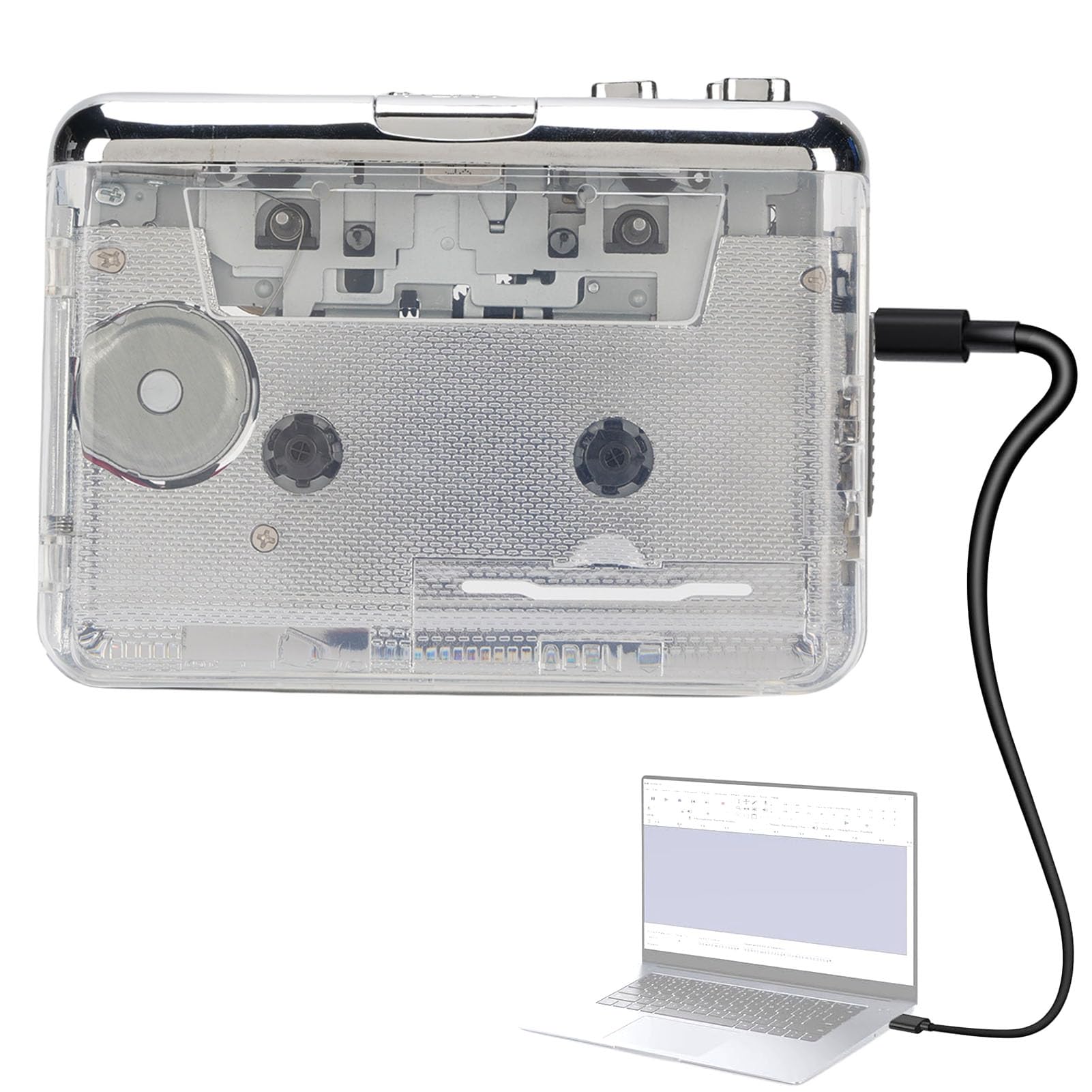 Tosuny Cassette Player, Cassetta a MP3 Converter - Auto Reverse Stereo Sound PC USB -C Connessione a Doppia Potenza Cancella