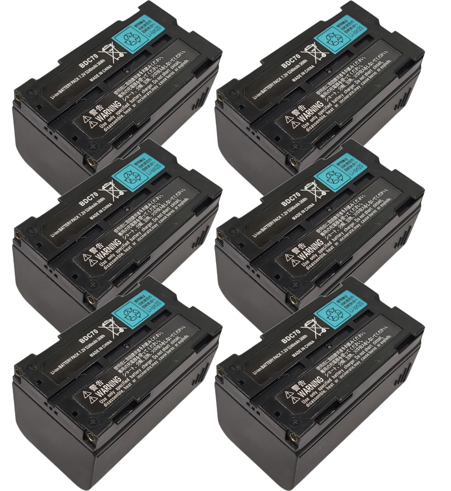6-Pack) BDC70 Li Ion 7.2V 5240mAh Battery for Topcon Sokkia Total Stations/ GPS, Robotic Total Stations And GNSS Receivers