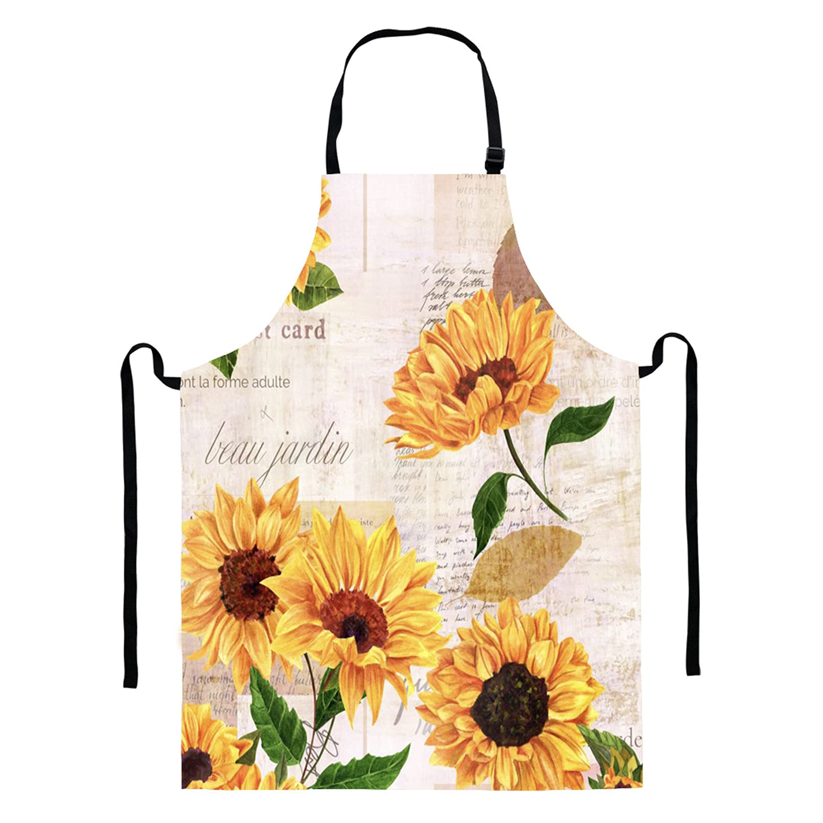 Renewold Cooking Long Apron, Adjustable Kitchen Apron Soft Art Sunflower Print Apron, with Cell Phone Pocket Long Ties Waterproof for Halloween Party Chrisrmas