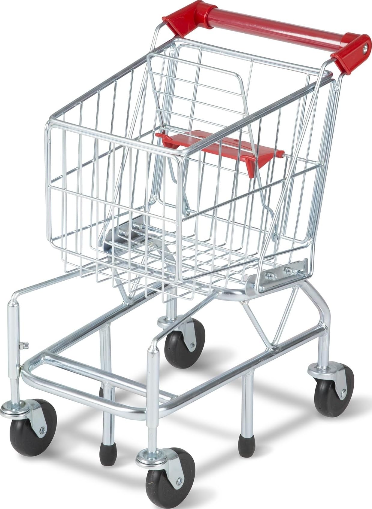 Toy Shopping Cart, Grocery Store Pretend Play Toys with Sturdy Metal Frame & Working Wheels, Toddler Shopping Cart, Preschool Learning Toys for Girls & Boys 3+