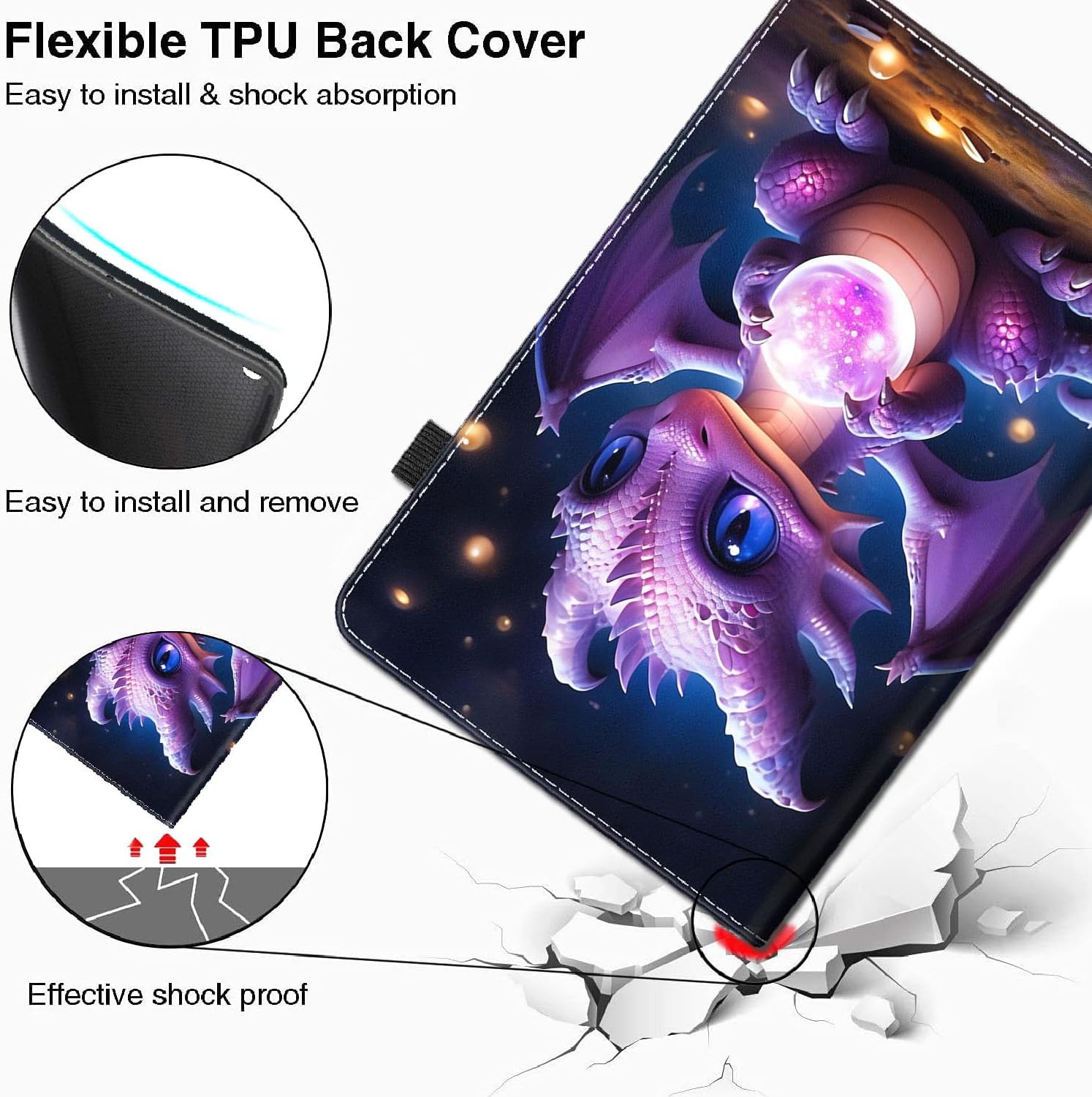 Case Fits All-New Amazon Kindle Fire HD 8 & 8 Plus Tablet(12/10th Gen,2022/2020 Release) - Slim Fit Standing Cover with Auto Sleep/Wake for Fire HD 8 & 8 Plus，Purple Baby Dragon