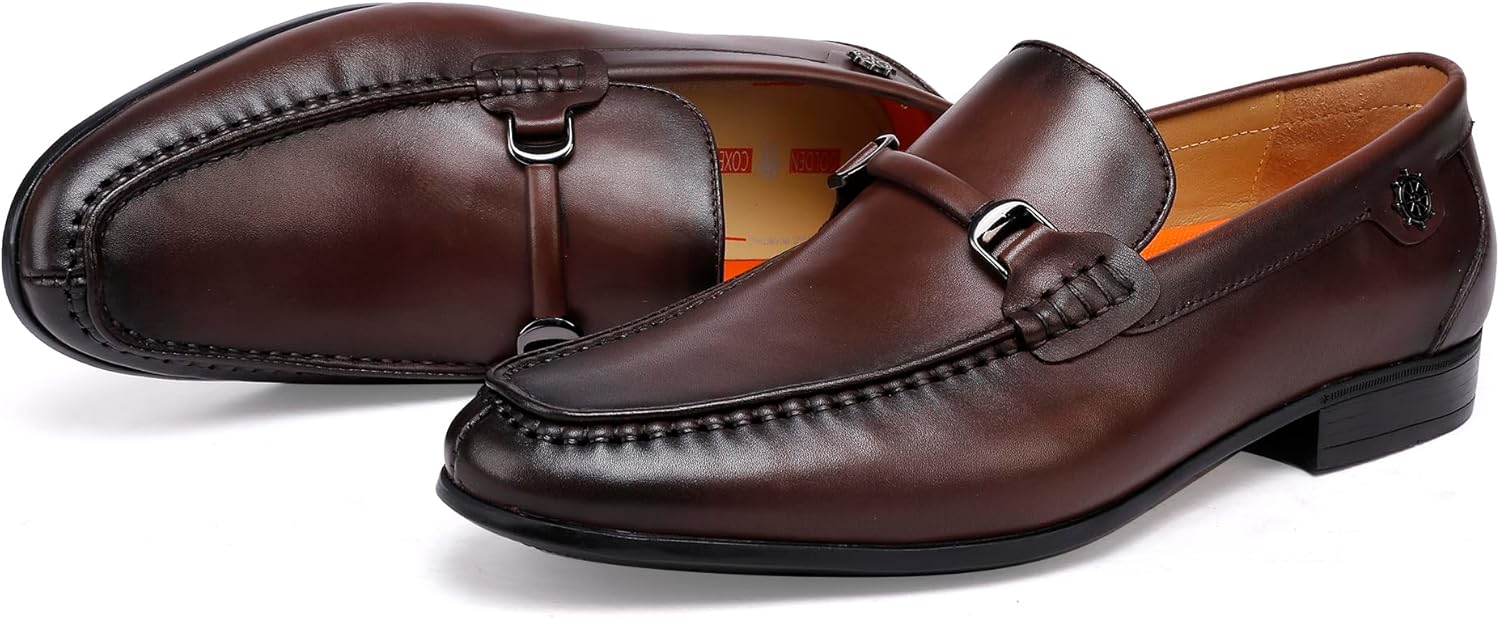 Mens Buckle Dress Shoes Loafers Classic Leather Business Dress Loafer Formal Slip On Penny Loafer Shoes - Image 5