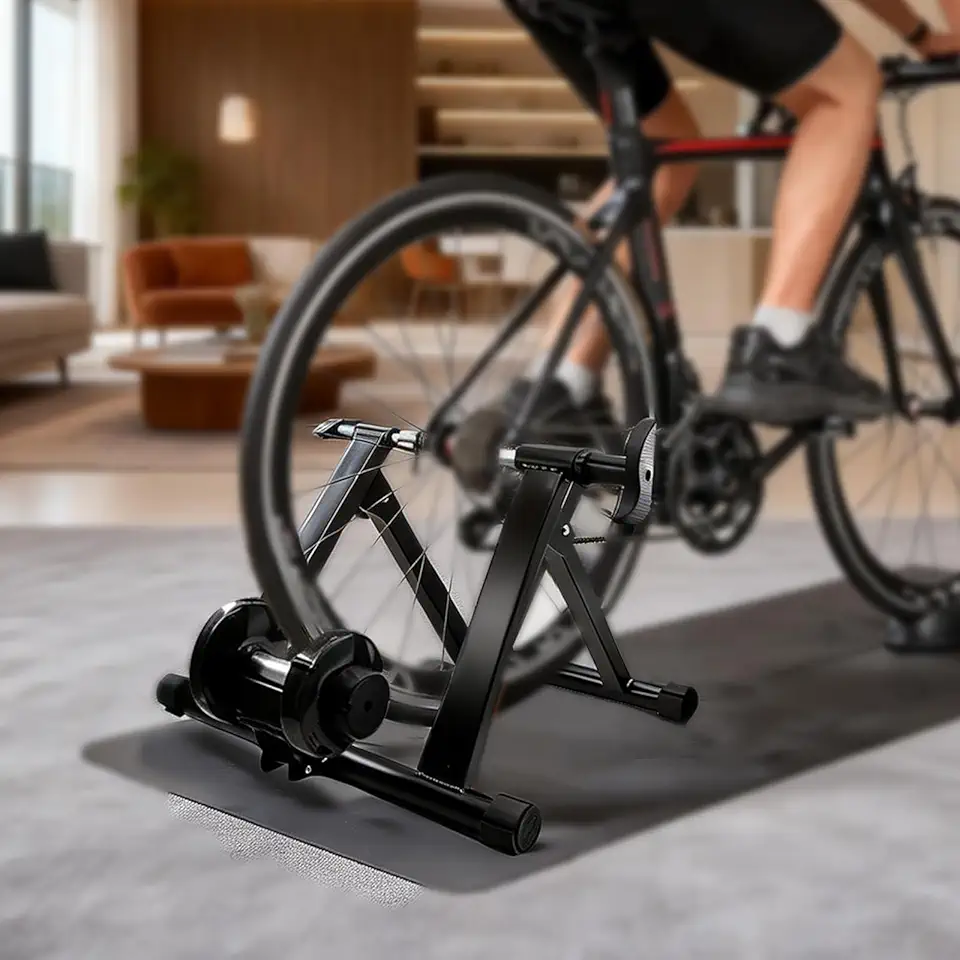 Rolo de Treino para Bicicleta Aro 27 a 29 com 6 Níveis de Resistência, Estrutura em Ferro, Compatível com Quick Release
