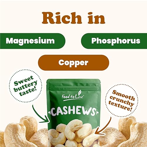 Miniatura 6 de Food to Live Cashews Whole Natural 10 libras