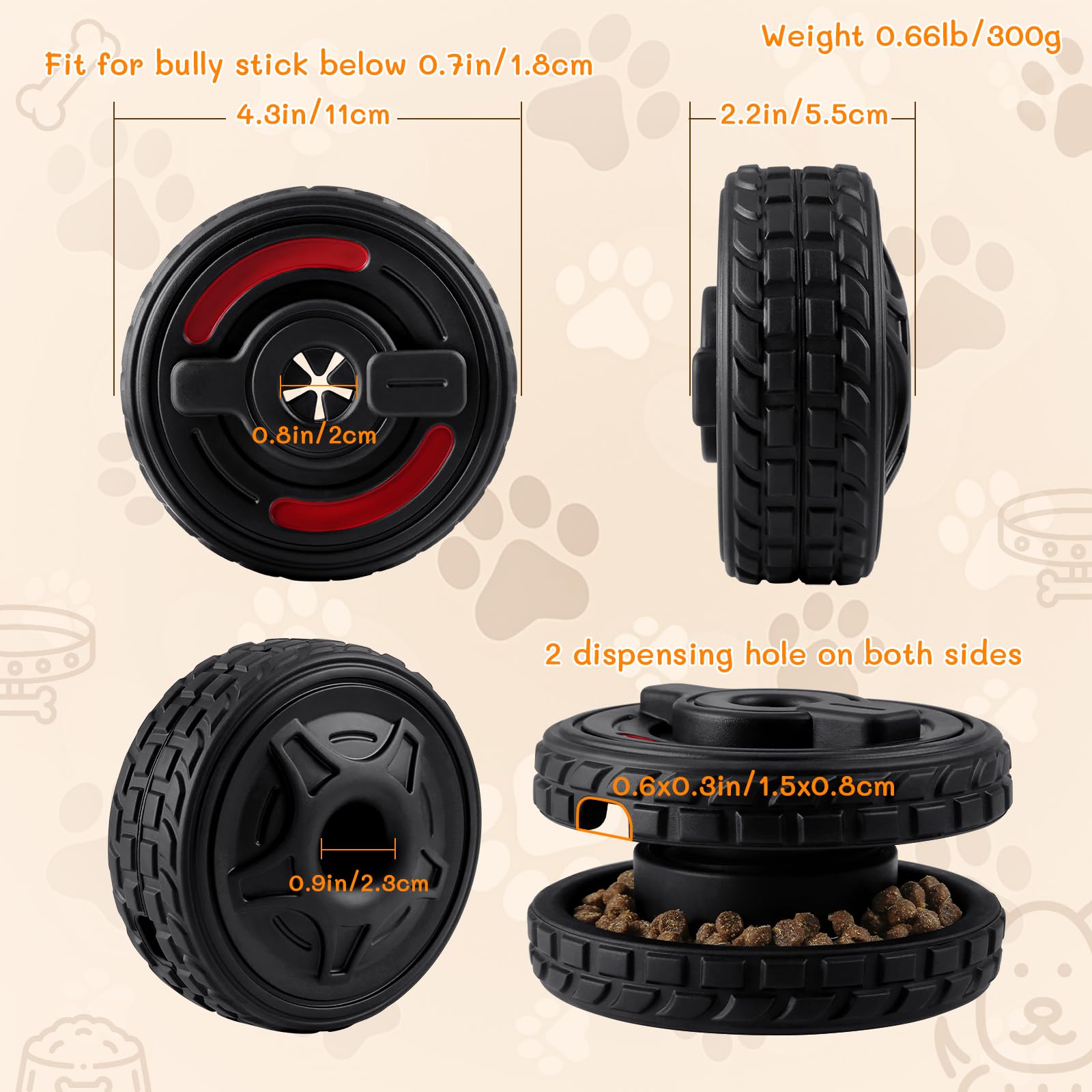 PETFROH 3-in-1 Dog Treat Toy for Aggressive Chewers - Natural Rubber Enrichment, Chew, Bully Stick Holder, Lick Toy With Silicone Mold - Image 4
