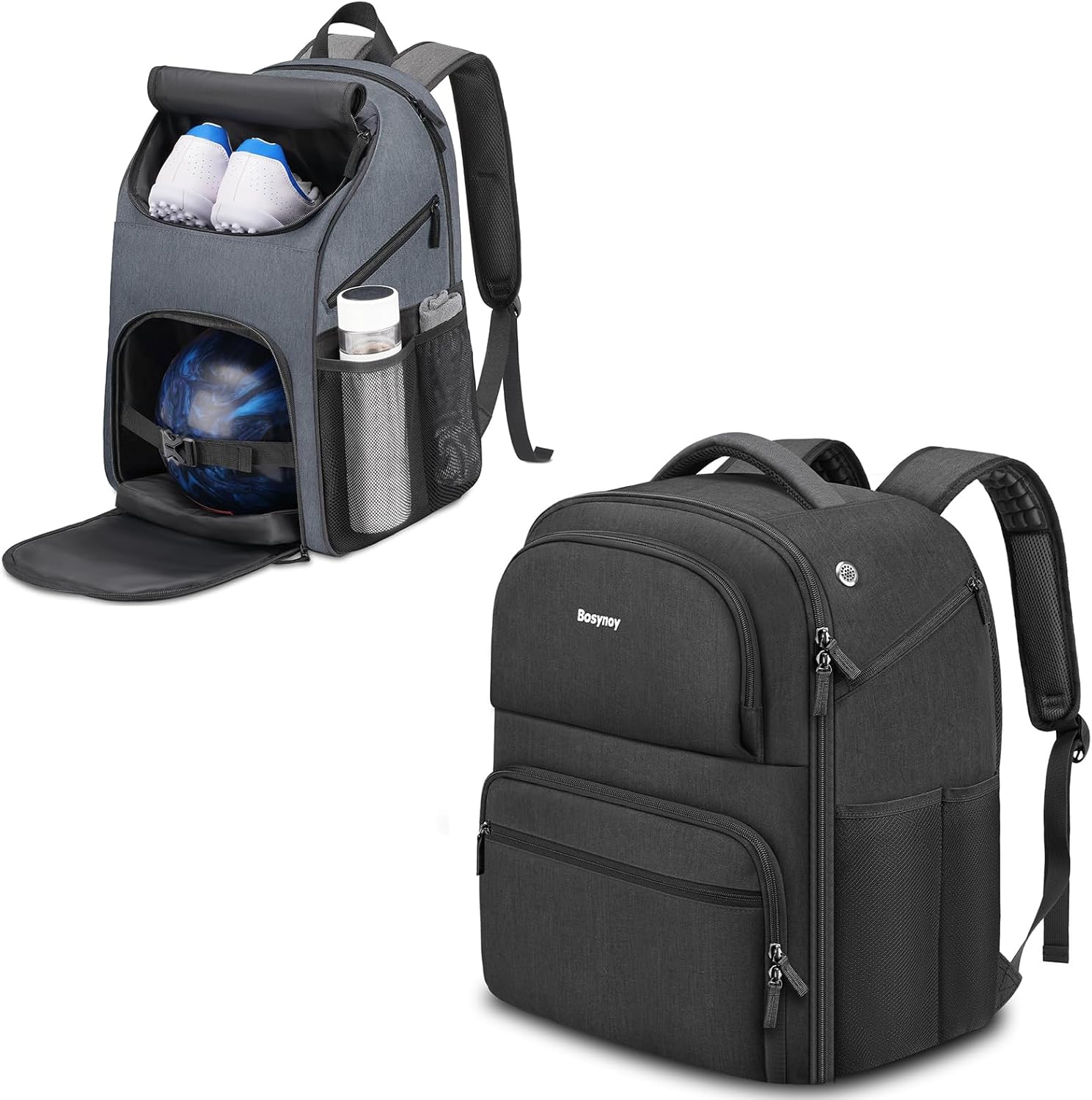 Bosynoy Single Bowling Ball Backpack & 2 Balls Bowling Backpack Bundle