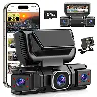 W6 Dash Cam 4 Channel Dash Cam 2K Front + 1080P Rear & Side 360° Coverage 8 IR Night Vision 5GHz WiFi & App G-Sensor Parking Monitor 64GB SD Card Included