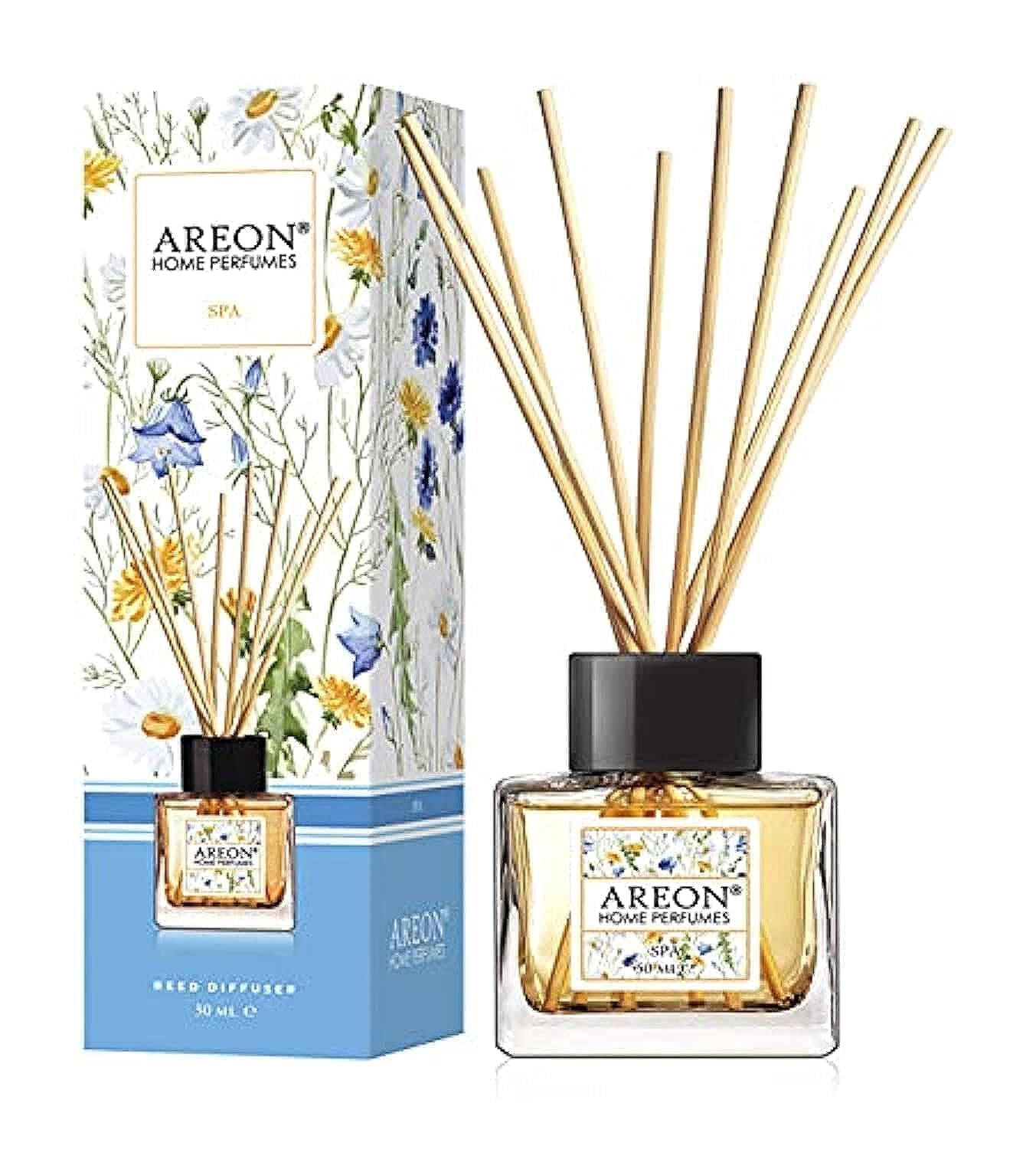 Areon Home Luxury Perfume Reed Diffuser + 10 Rattan Reeds, Spa 50 ml