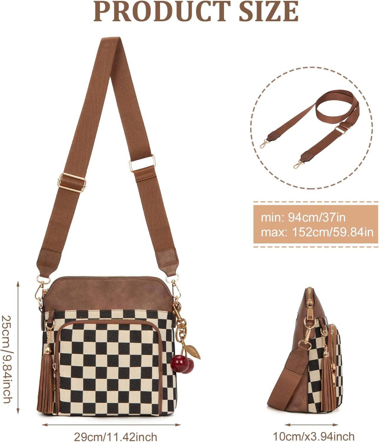 Checkered Crossbody Purses for Women Plaid Medium Cross Body Wallet Trendy Over the Shoulder Handbags image 5