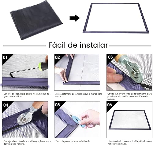 Miniatura 5 de TOOLTRIZ Pantalla de repuesto para ventanas y puerta mosquitera, malla de fibra de vidrio duradera de 48 x 118 pulgadas, pantalla y reparación