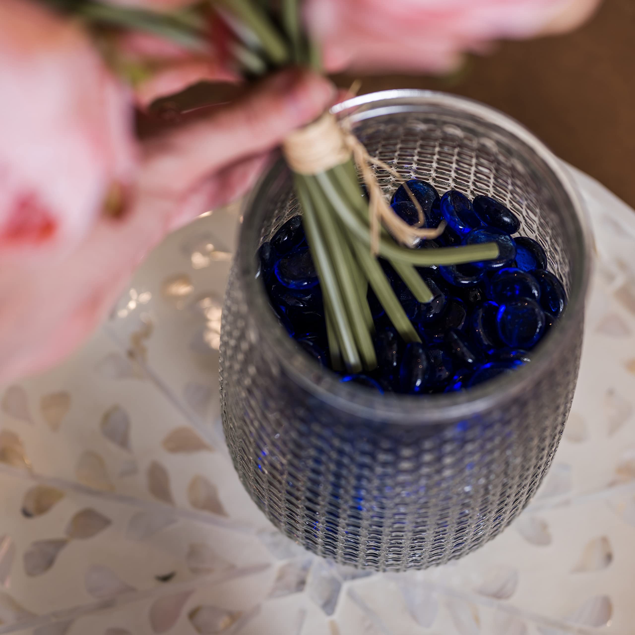 Cobalt Blue Glass Marbles - Vase Filler Stones -6