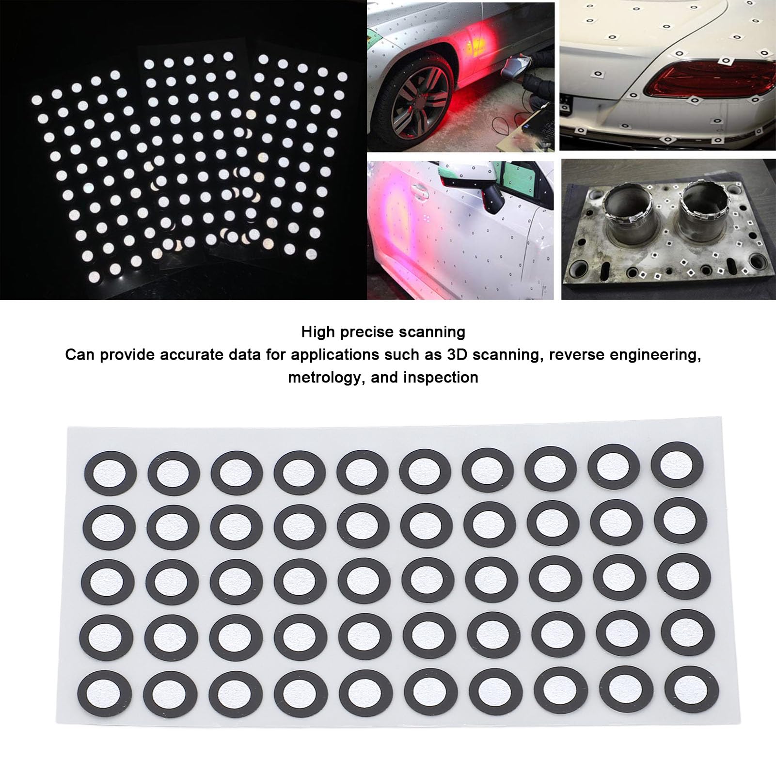Scan Marker 6.0mm 3D Optical Tracking Markers - 1000pcs Diffuse Reflection Dots For Industrial 3D Scanners | Inner 6mm Outer 10mm 6mm 3D Scanning Dots