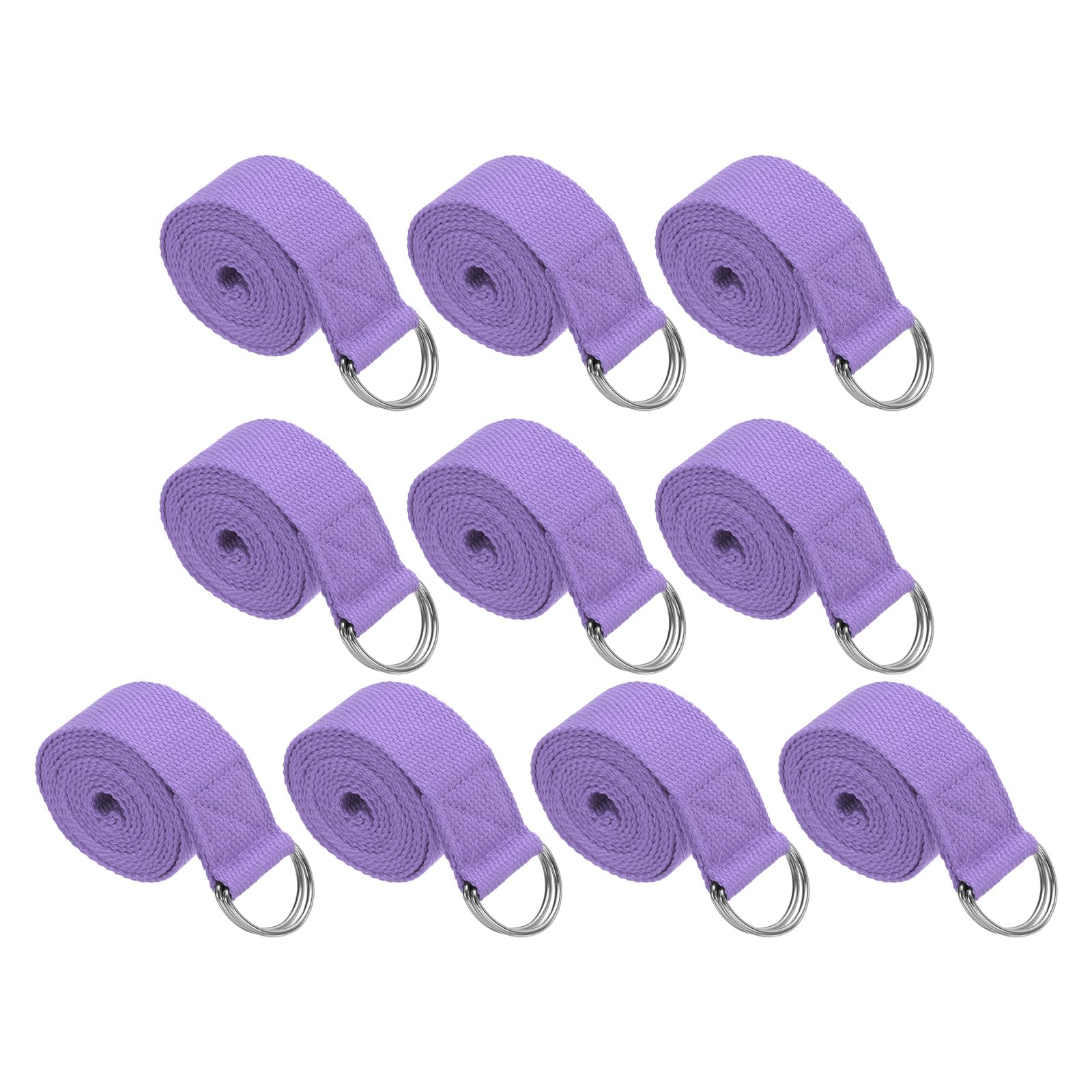 PATIKIL Yoga Strap for Stretching 6 Feet, 10Pcs Cotton Yoga Belt with Adjustable Metal D-Ring Buckle Stretch Bands for Fitness Pilates, Light Purple โ image 1