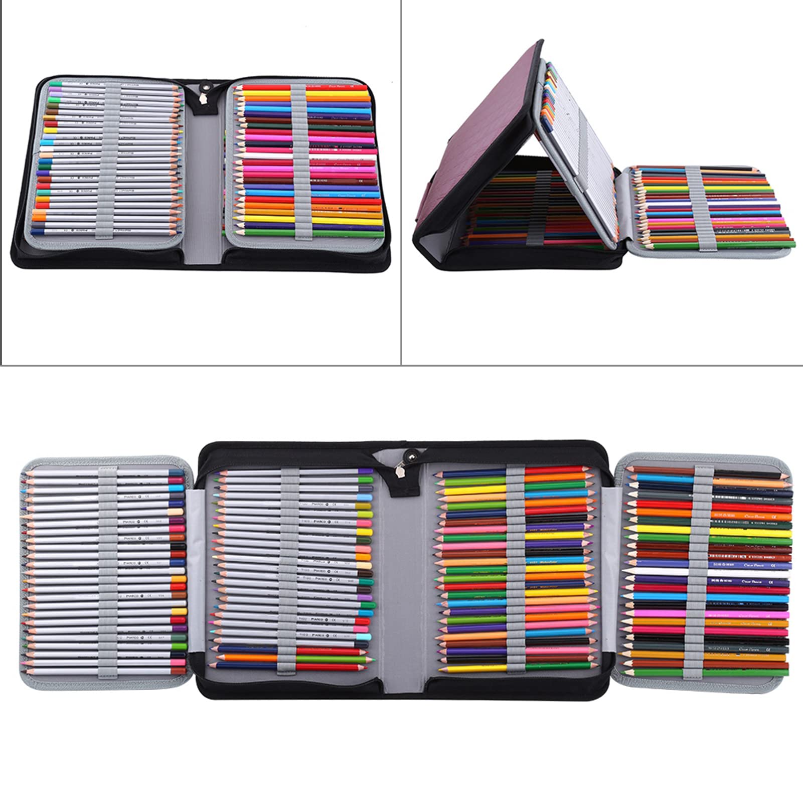 Astuccio per Matite con Penna di Grande Capacità, 150 Slot Astuccio per Matite per Schizzi d'Arte Scomparto Multiplo Portatile Borsa per Matite da Disegno Forniture per Studenti(Nero)