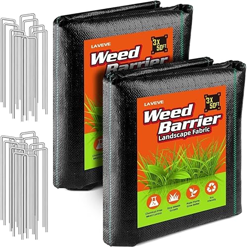 LAVEVE Tela de barrera de malezas de 3 x 100 pies, tapete de control de malas hierbas de alta calidad de 3.2 onzas, cubierta de suelo para