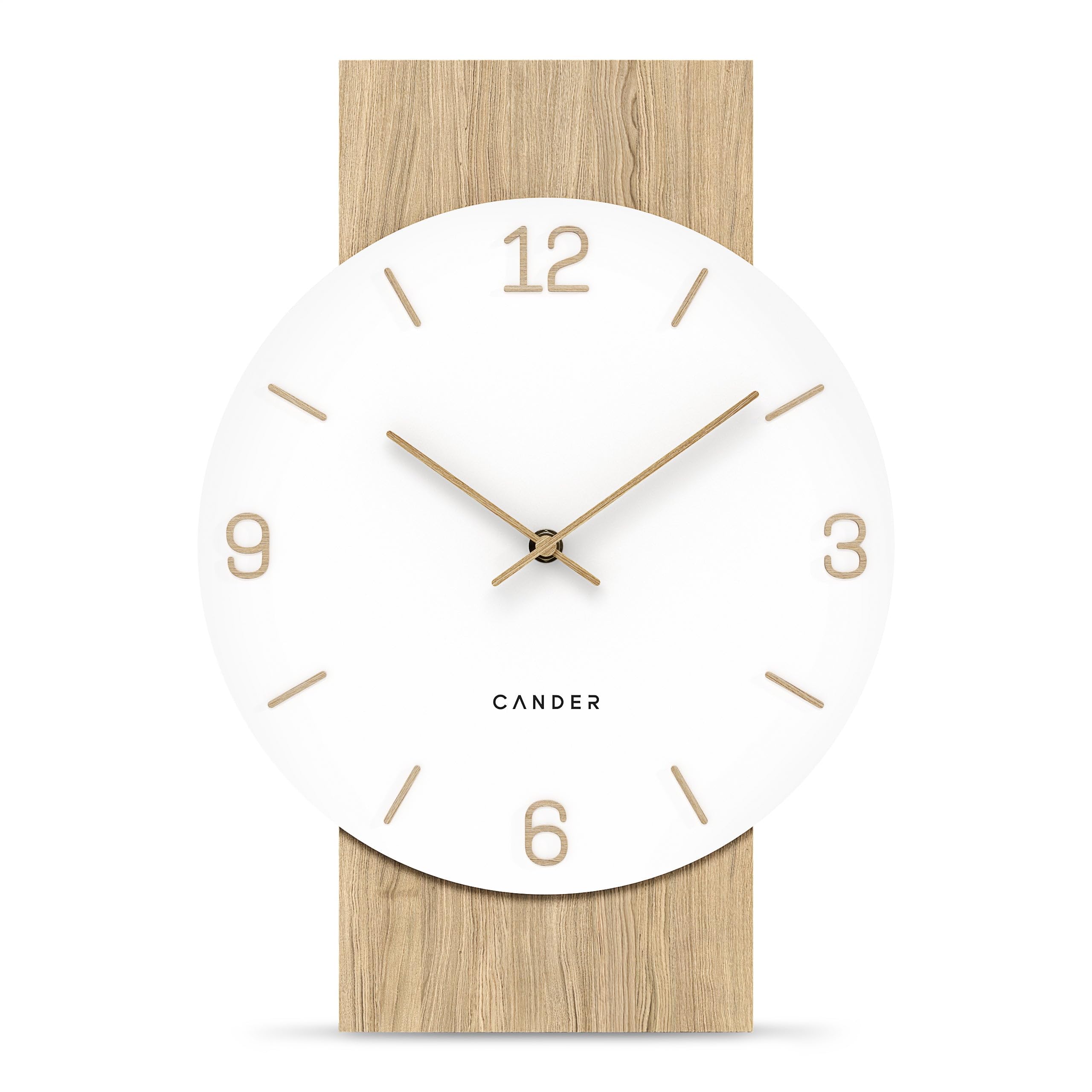 Cander Berlin MNU 2630 K Reloj de pared silencioso 41 cm sin ruido de tictac Salón Cocina Chapa de Madera Vintage Blanco Manecillas de Madera