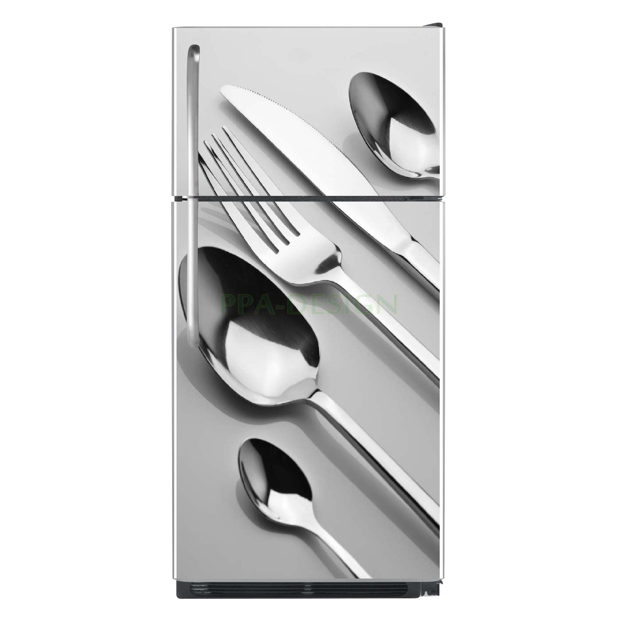 Sticker Cuisine Frigo Couverts 70x170cm SAEFR1044 (Fond Blanc