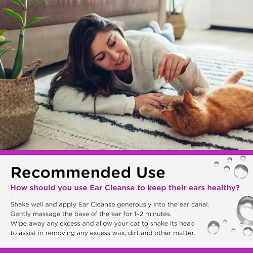 Miniatura 5 de Nutri-Vet Limpiador de oídos para gatos - Limpia y desodoriza con ingredientes suaves - Alivio de picazón e infecciones - 4 onzas