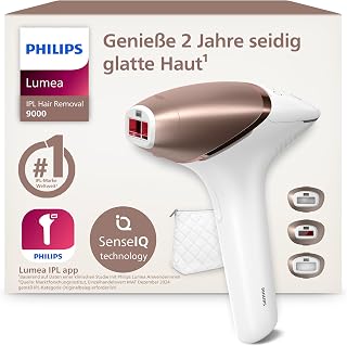 Philips Lumea IPL 9000 Series - IPL Geräte Haarentfernung für bis zu 2 Jahre seidig-glatte Haut¹ mit 3 Aufsätzen für Körper & Gesicht, kabellos, Alternative zur Laser-Haarentfernung (BRI955/00)