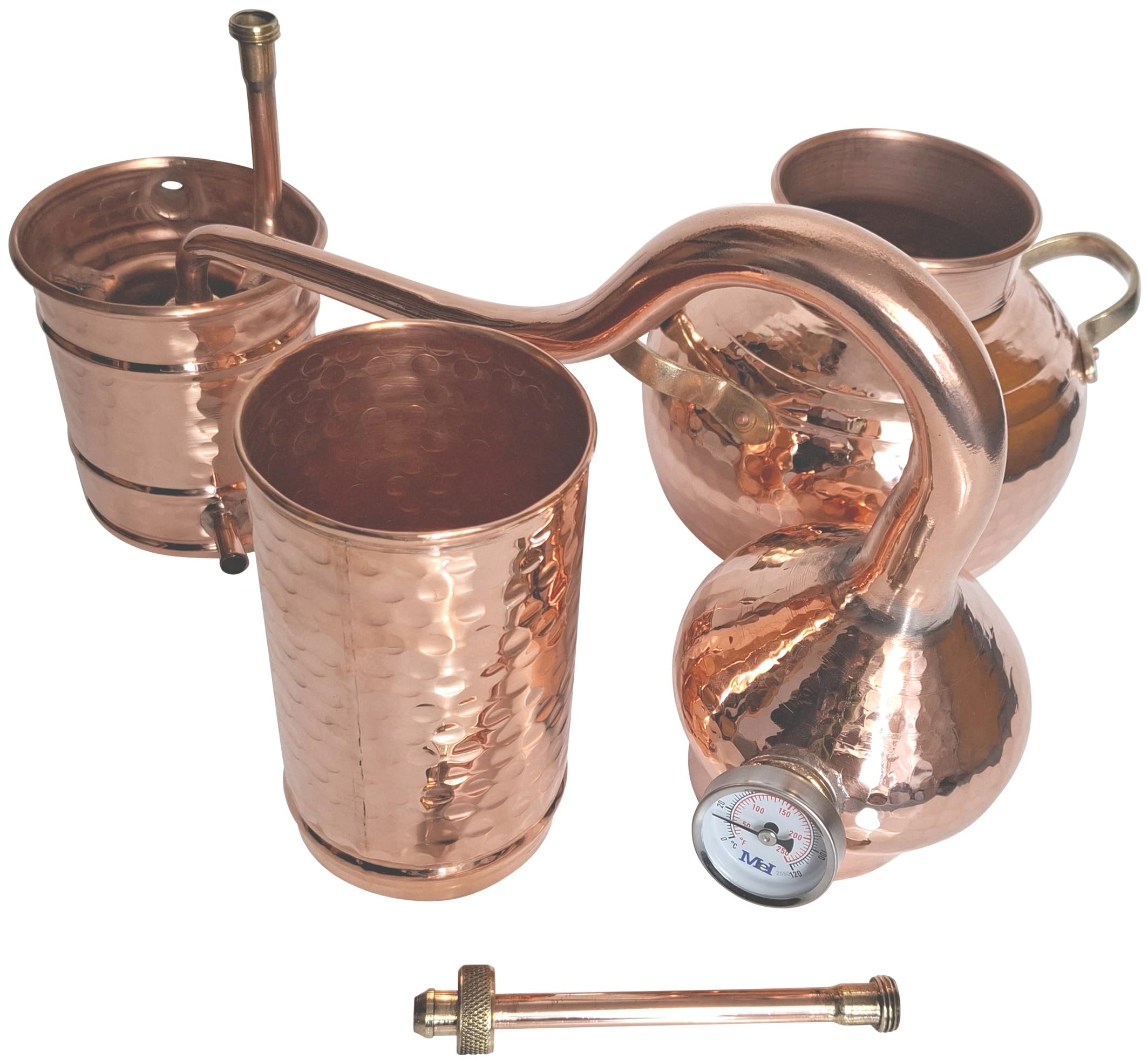 Kolonnenbrennerei aus Kupfer 2L mit Thermometer | Classic Edition | Destillieranlage für Hydrolate, Pflanzenwasser, destilliertes Wasser