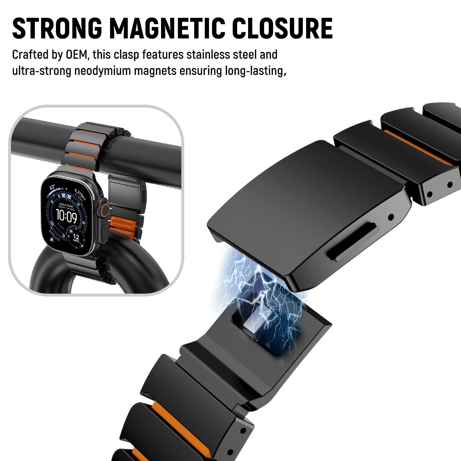 Fullife Bracelet en silicone titane pour Apple Watch Ultra 49 mm