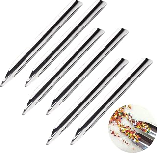 6 Pcs 6 Inch Metal Lab Spatula Micro Lab Scoop Spatula | Bead Scoop with Rounded Pointed Ends for Small Beads Laboratory Sampling Spoon for Mixing Powders Pastes Transferring Tool