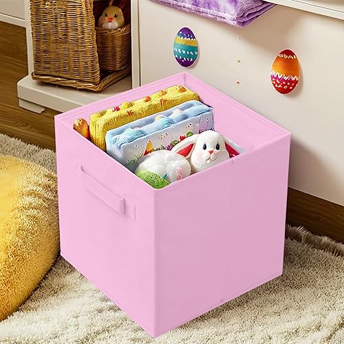 Miniatura 2 de PowerKing Cubos de almacenamiento plegables con asas, contenedores plegables de tela para estantes de armario, contenedores de almacenamiento