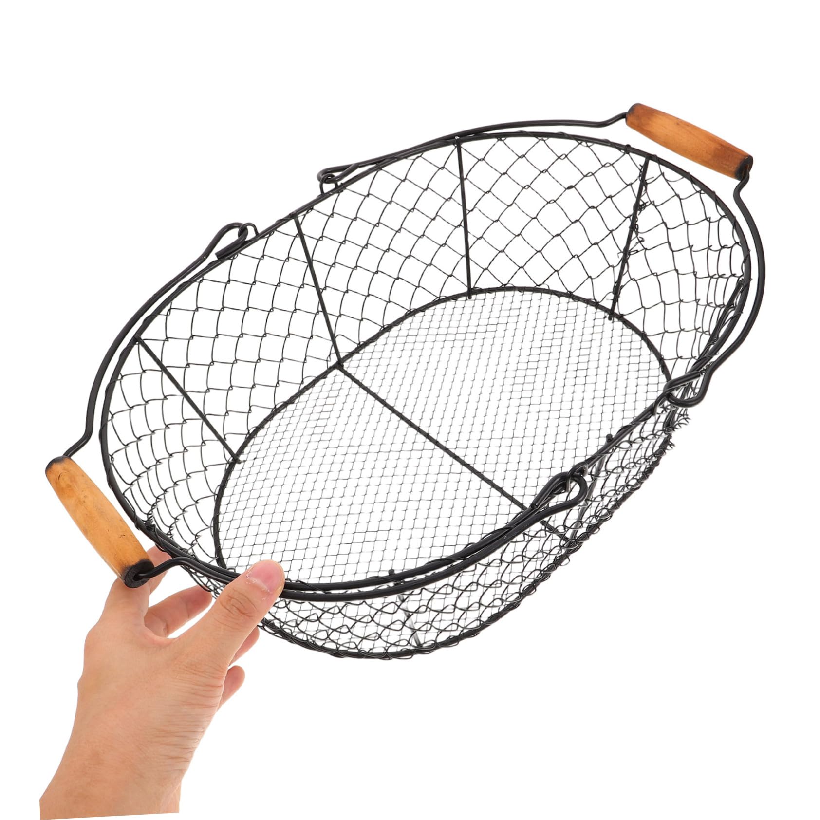 Cabilock Cesta Para Almacenar Carbón De Metal Negro Leñero Para Chimenea Con Asas Organizador Para Encimera Para Camping y Uso Doméstico