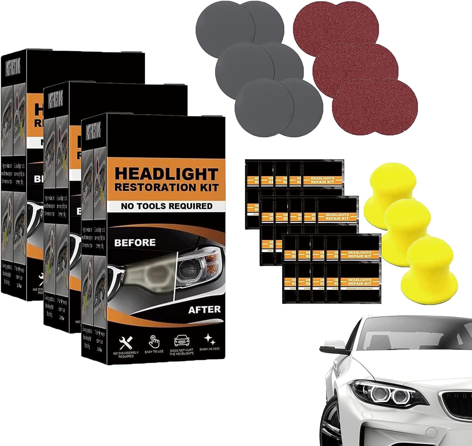 Restowipes Headlight Restoration Kit,Car Headlight