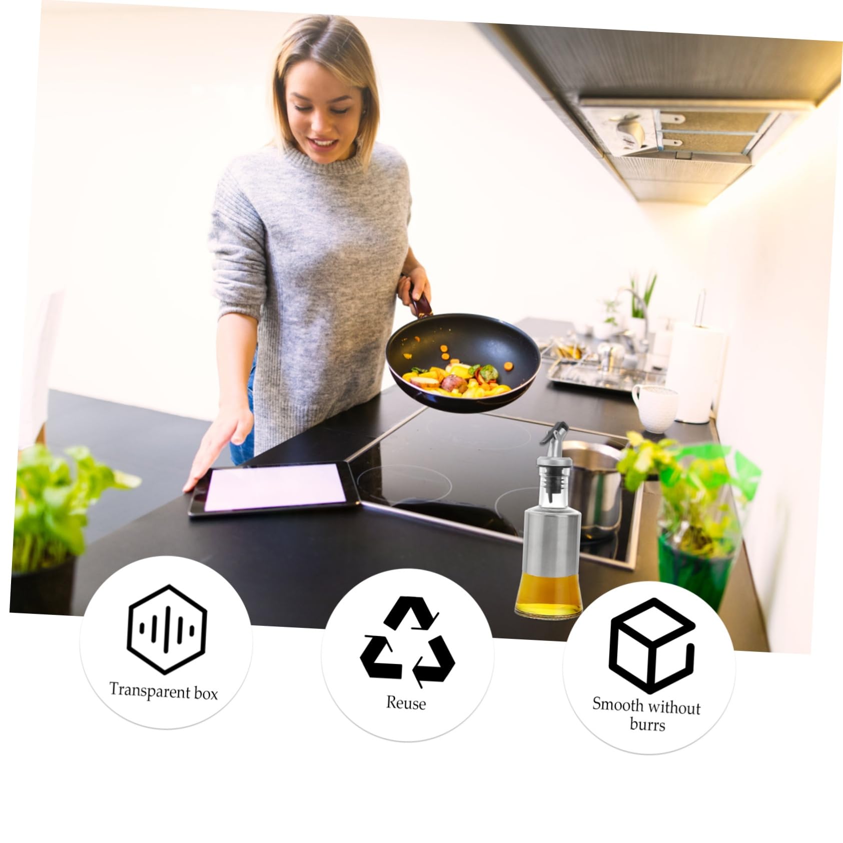 bouteille à huile, récipients d'assaisonnement rechargeables avec bec verseur 2 pièces
